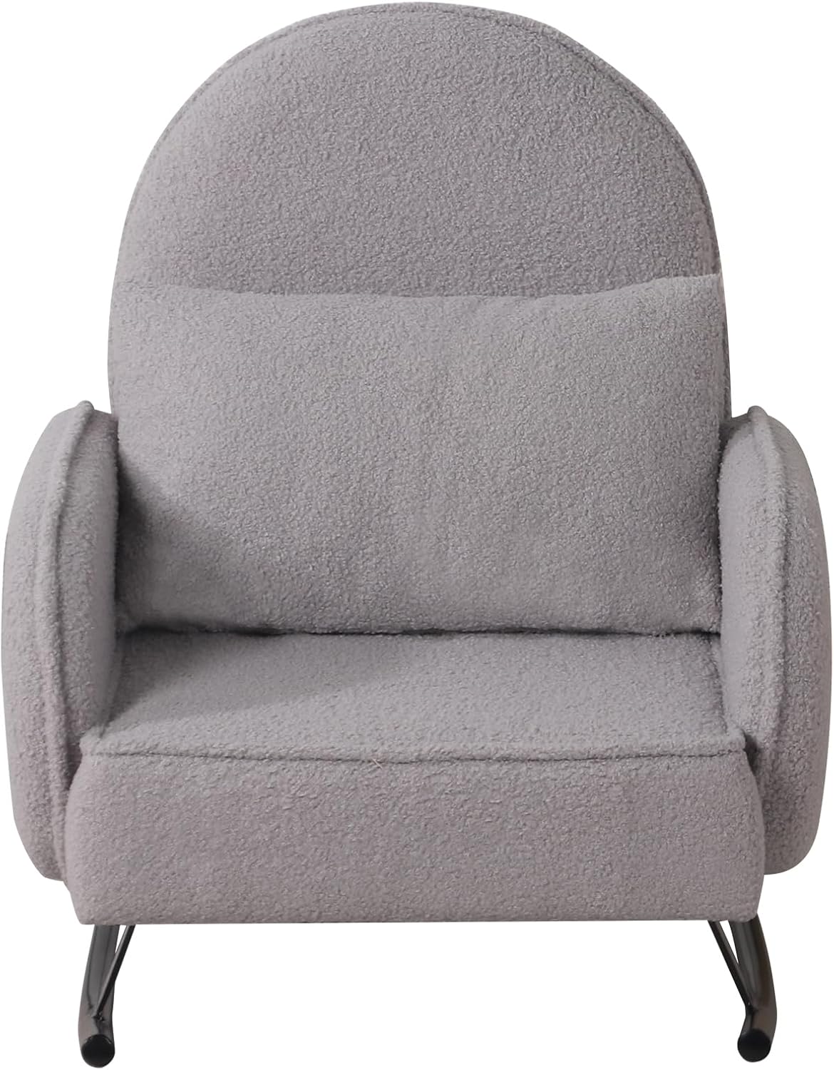 Single Kid Rocking Sofa with Sherpa Fabric, Kid Armchair with Shaky Metal Foot,Individual Pillow Toddler Sofa Chair for Kid Sitting (Grey)