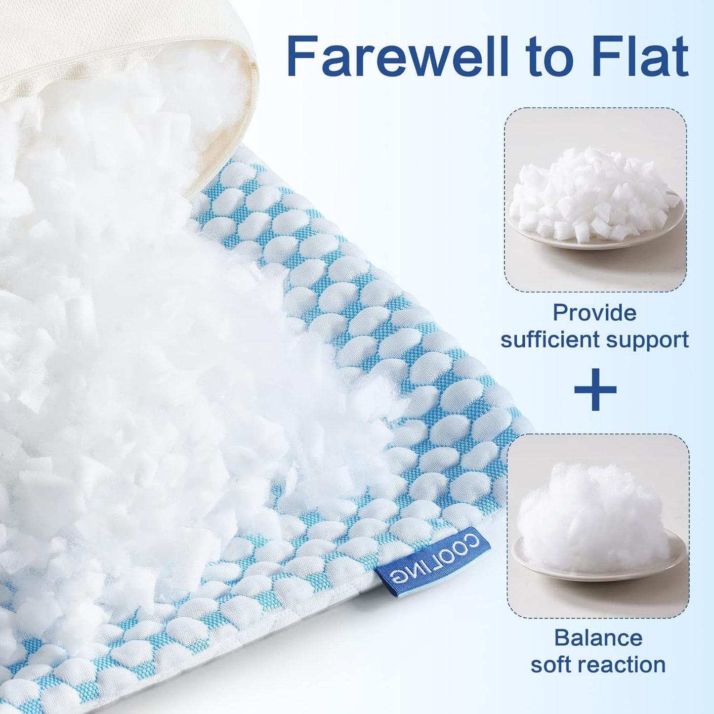 Firm Pillow Shredded Memory Foam(Adjustable Loft), Cooling Breathable for Sleeping Queen Size 2 Pack