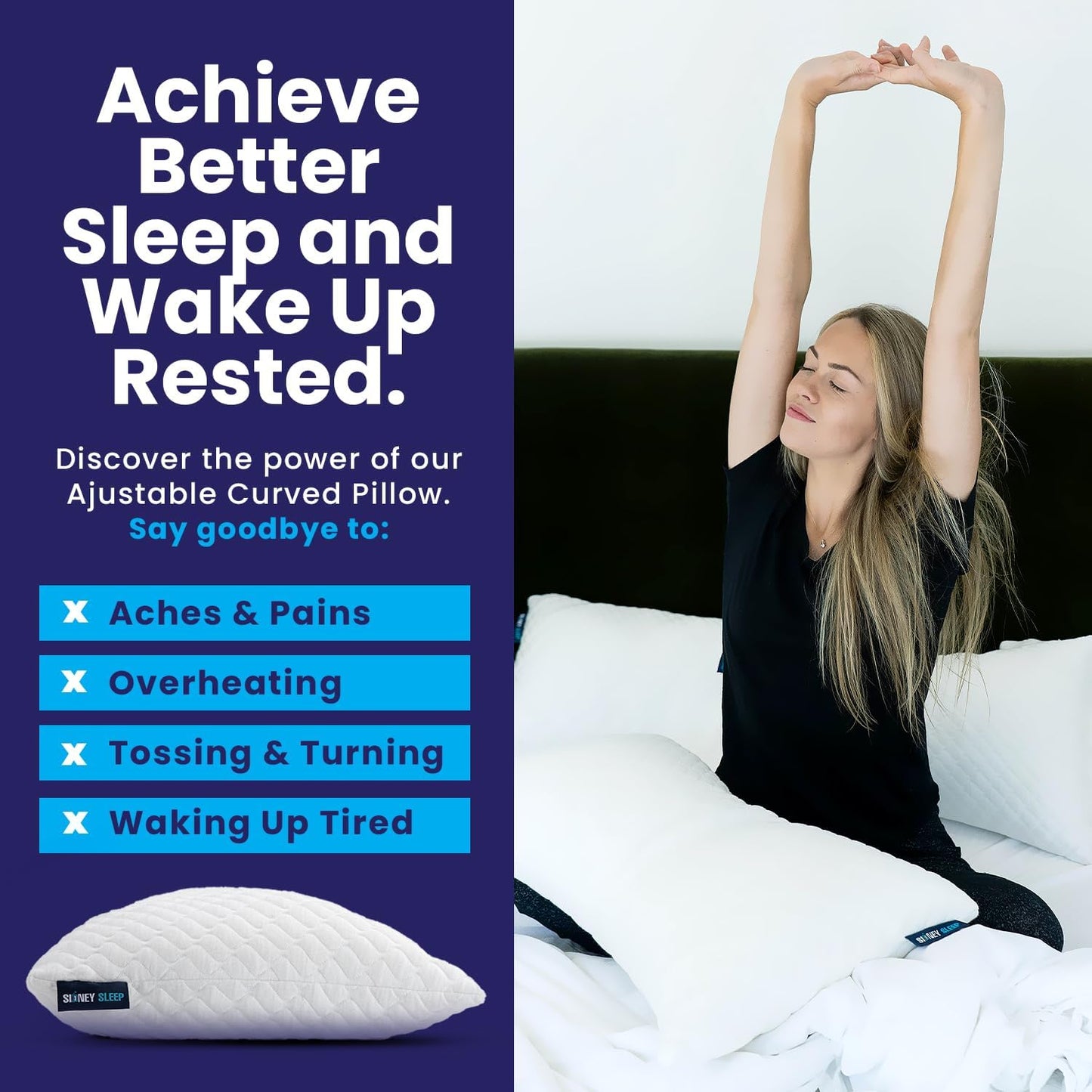 Pillow for Side and Back Sleepers - Comfort for Neck and Shoulder Pain - Adjustable and Customizable Shredded Memory Foam Filling - Queen Size - Additional Foam Fill Included (White)