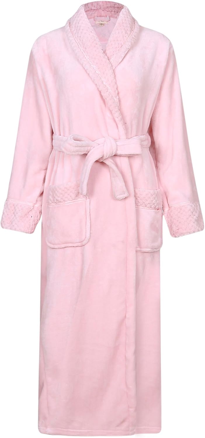 Women's Plush Soft Warm Fleece Bathrobe Robe
