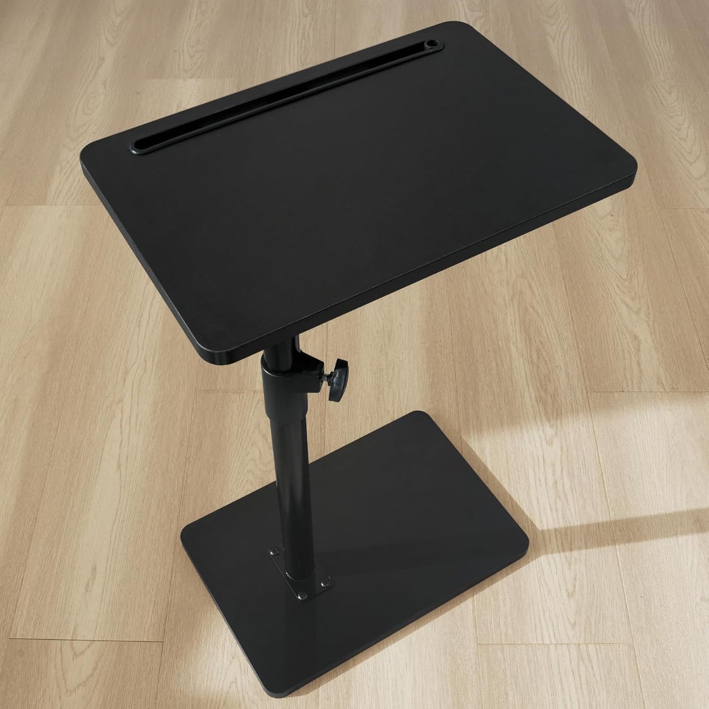Sofa Armrest Tray Table for Couch - 360° Swivel Height Adjustable End for Small Spaces, Snack Side Table for Bed or Chair with Phone & Tablet Slot (Rustic,Standard)