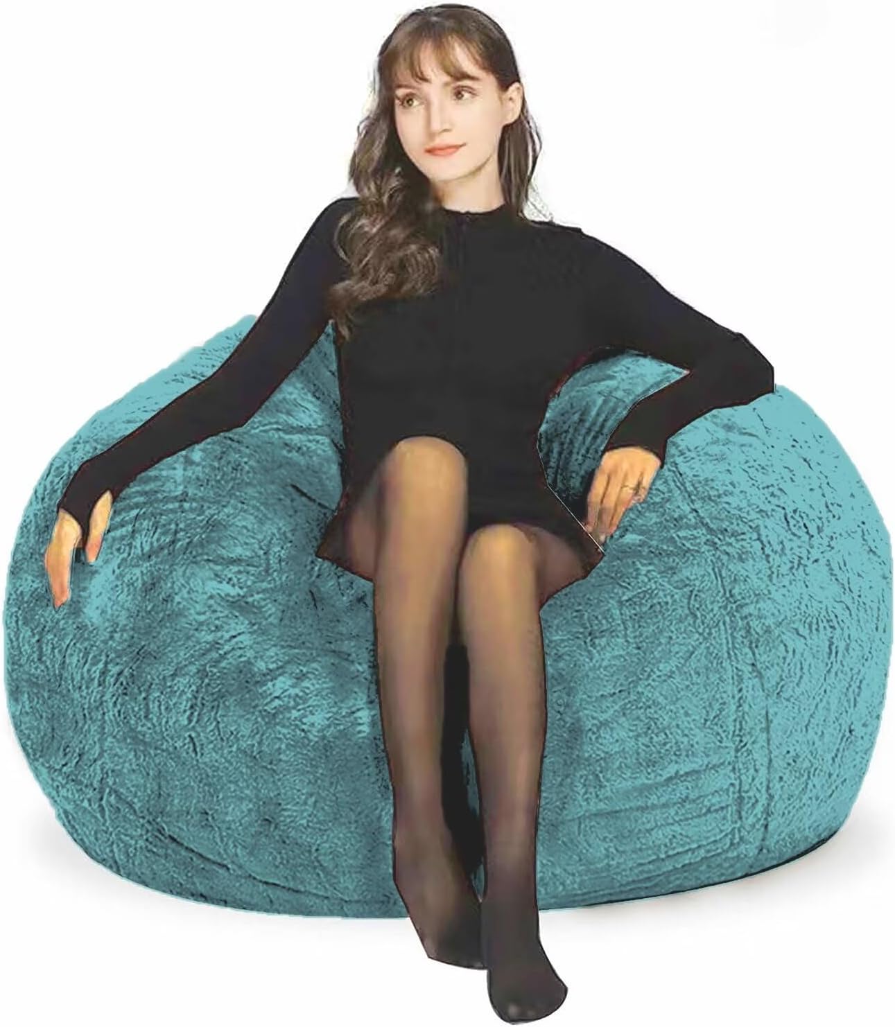 Bean Bag Chair for Adults Kids Without Filling Comfy Fluffy Giant Round Beanbag Lazy Sofa Cover for Reading Chair Floor Chair, 6FT, Grey