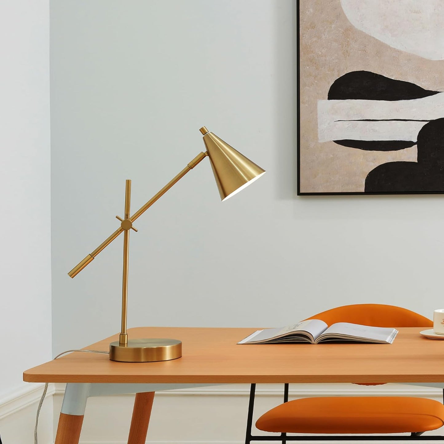 18" Desk Lamp, Matte Brass, Adjustable Height, Balance Arm, Rotary Switch on Shade, Home Décor, Desk Lamps for Home Office, Home Office Accessories, Adjustable Lamp, Modern