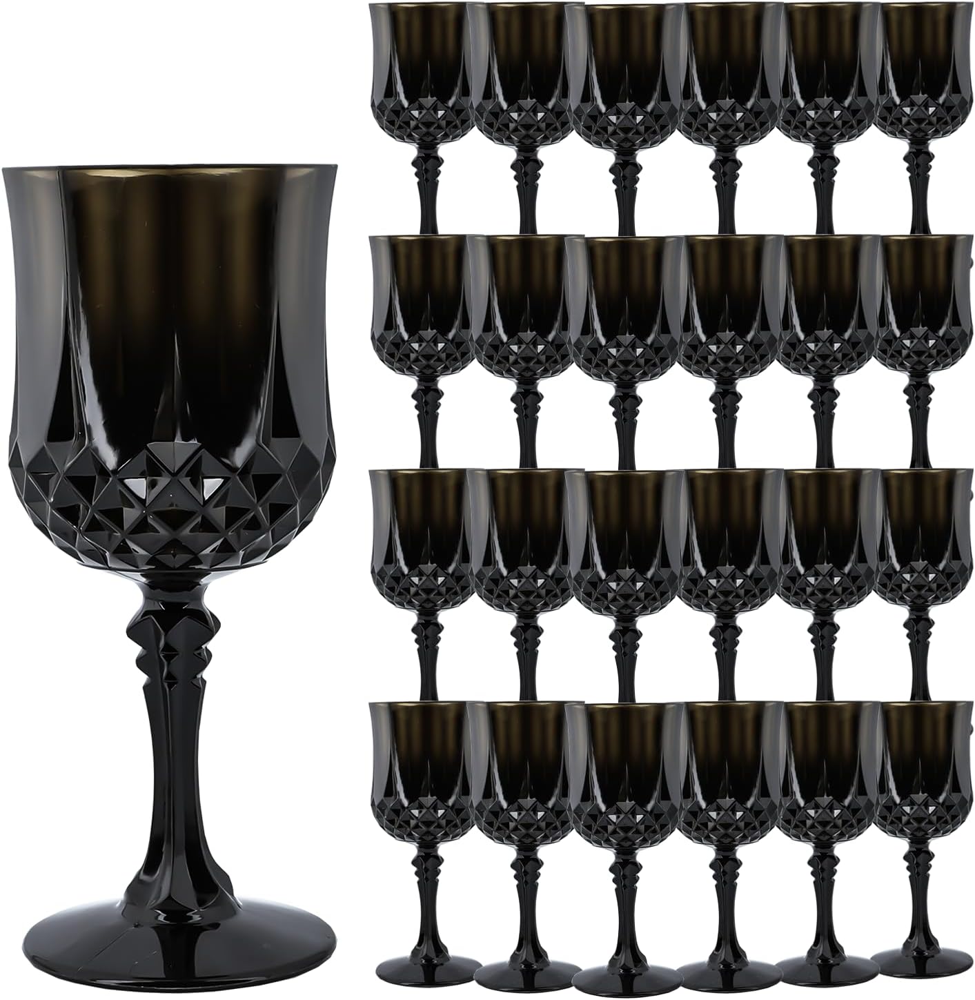 Transparent Plastic Wine Glasses,Transparent Plastic Goblets for Parties,Transparent Drinking Glasses for Wedding Reception, Grand Event Party Supplies (24, transparent)