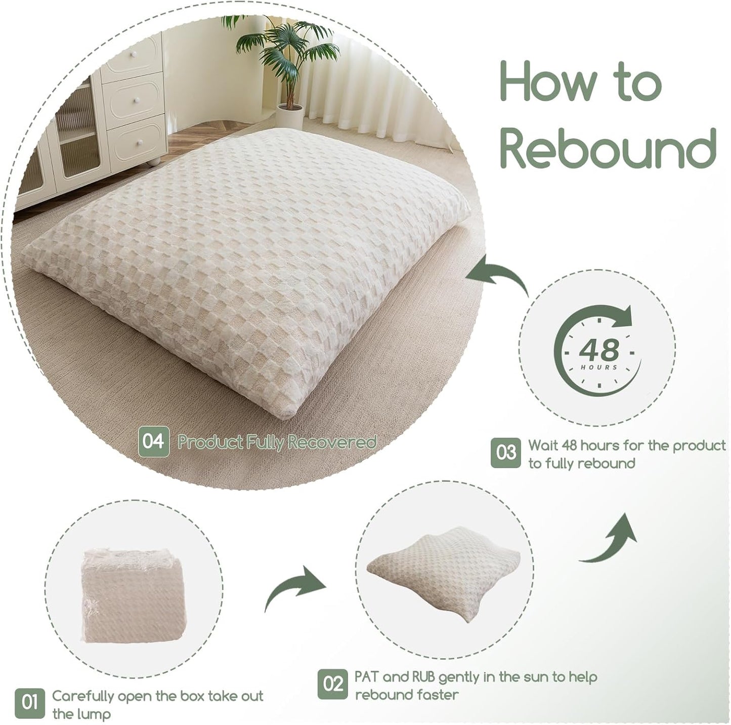 3 in 1 Bean Bag Chair, Giant Bean Bag Convertible Lounger for Adult with Filler Included for Bedroom Room Living Room, 75x54 Inch, Beige