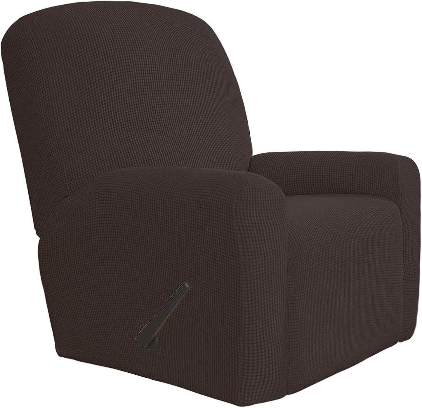 Recliner Stretch Sofa Slipcover Sofa Cover 4-Pieces Furniture Protector Couch Soft with Elastic Bottom Spandex Jacquard Fabric Small Checks(Large,Black)