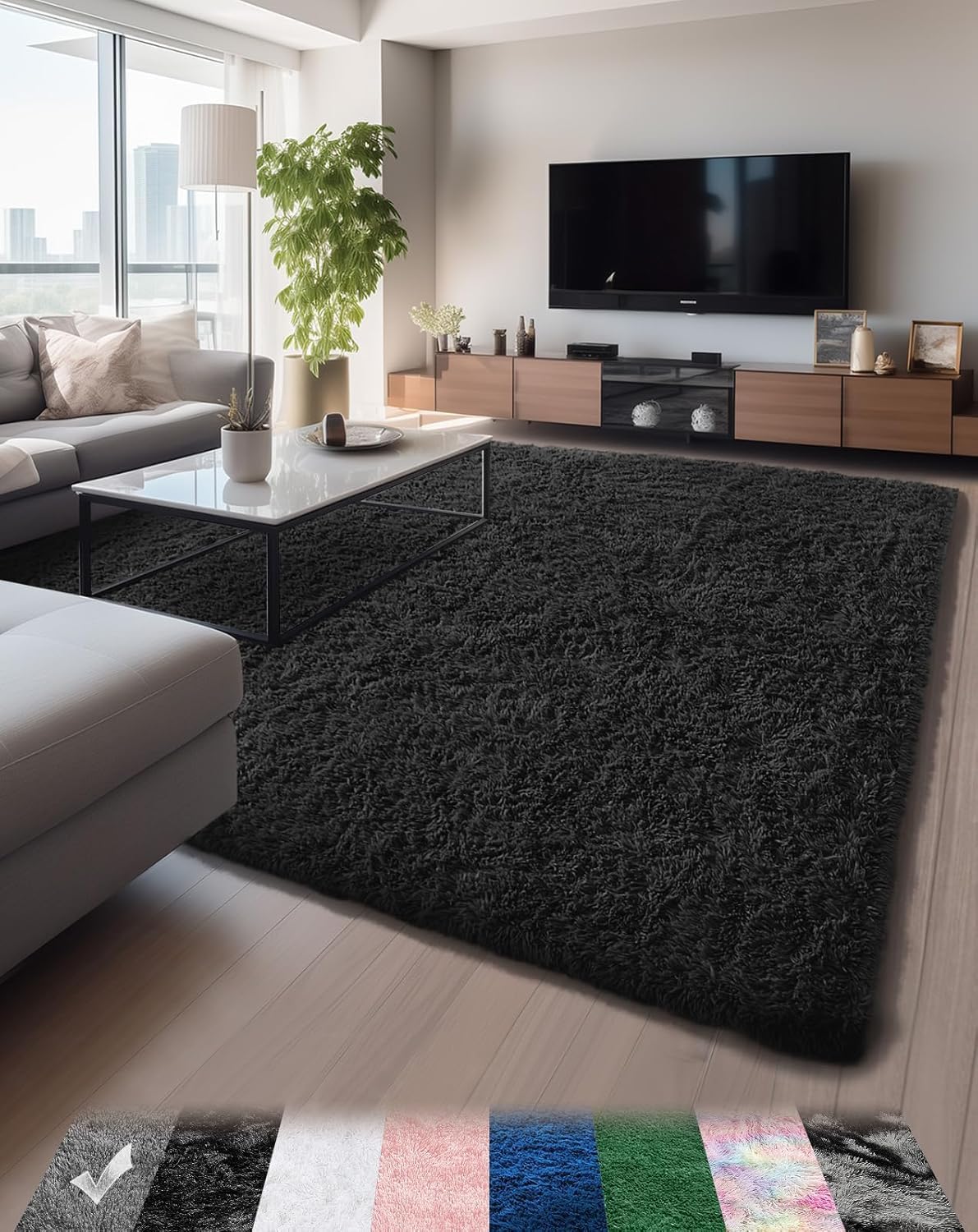 Upgrade 5x8 Rugs for Living Room,Grey Fluffy Carpet Large Fuzzy Plush Shag Comfy Soft, Non-Slip Indoor Floor Carpet,for Kids Boys Girls, Room,Bedroom,Playroom, Home Decor Aesthetic