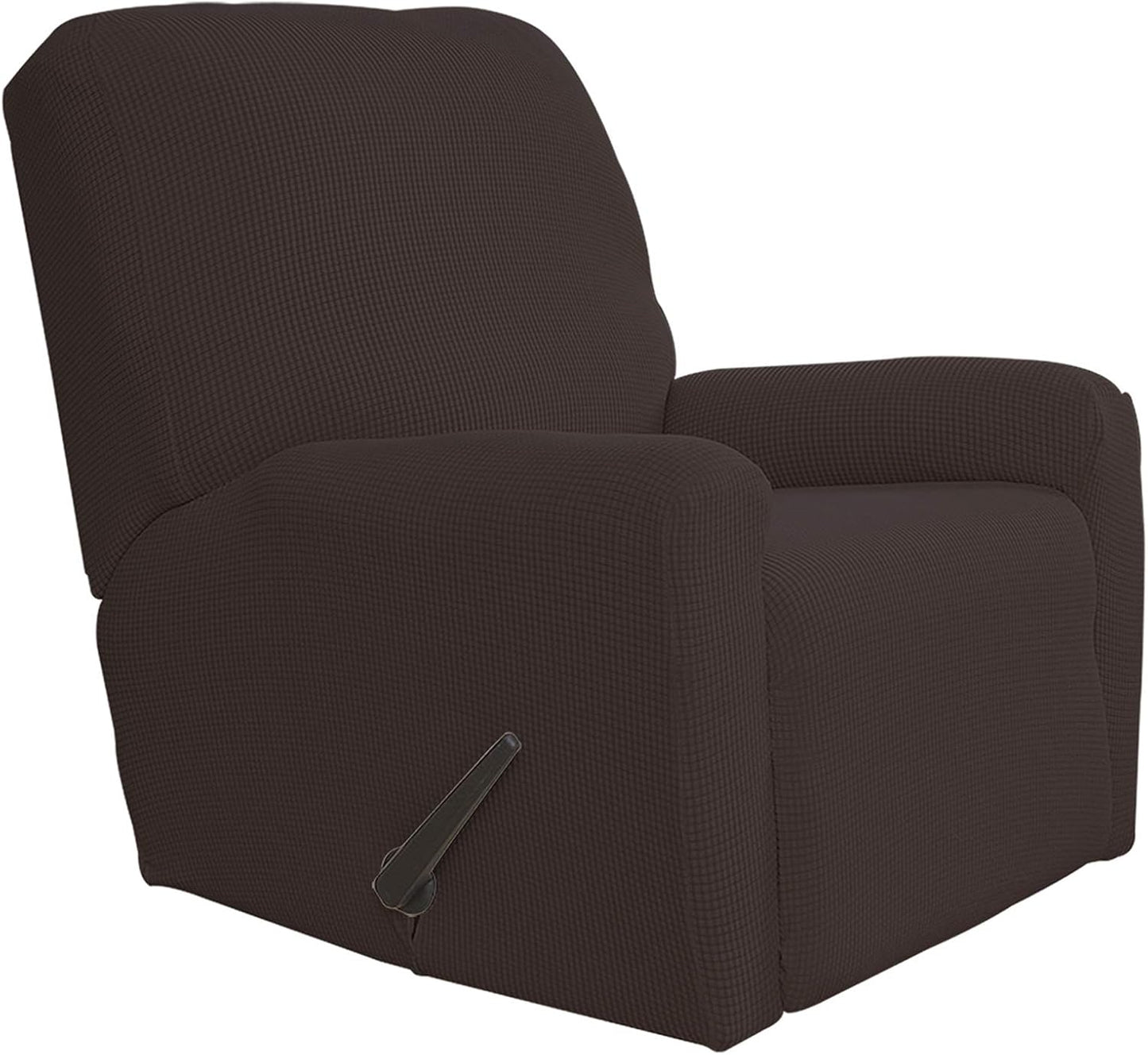 Recliner Stretch Sofa Slipcover Sofa Cover 4-Pieces Furniture Protector Couch Soft with Elastic Bottom Spandex Jacquard Fabric Small Checks(Large,Black)