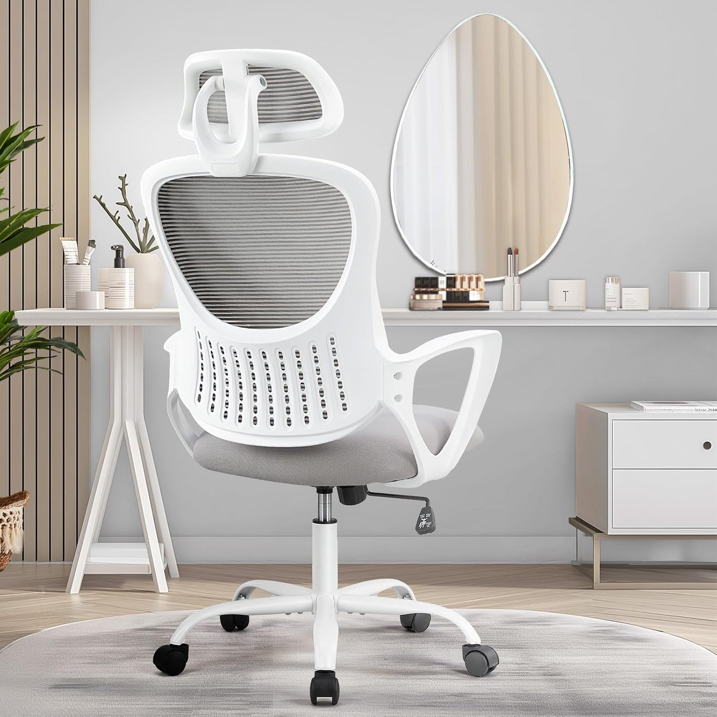 Home Office Desk Chair, Ergonomic Computer Managerial Executive Chairs High-Back Work Swivel Task Chairs with Wheels, Lumbar Support, Comfy Flip-up Armrest for Gaming, Study, Student, Black