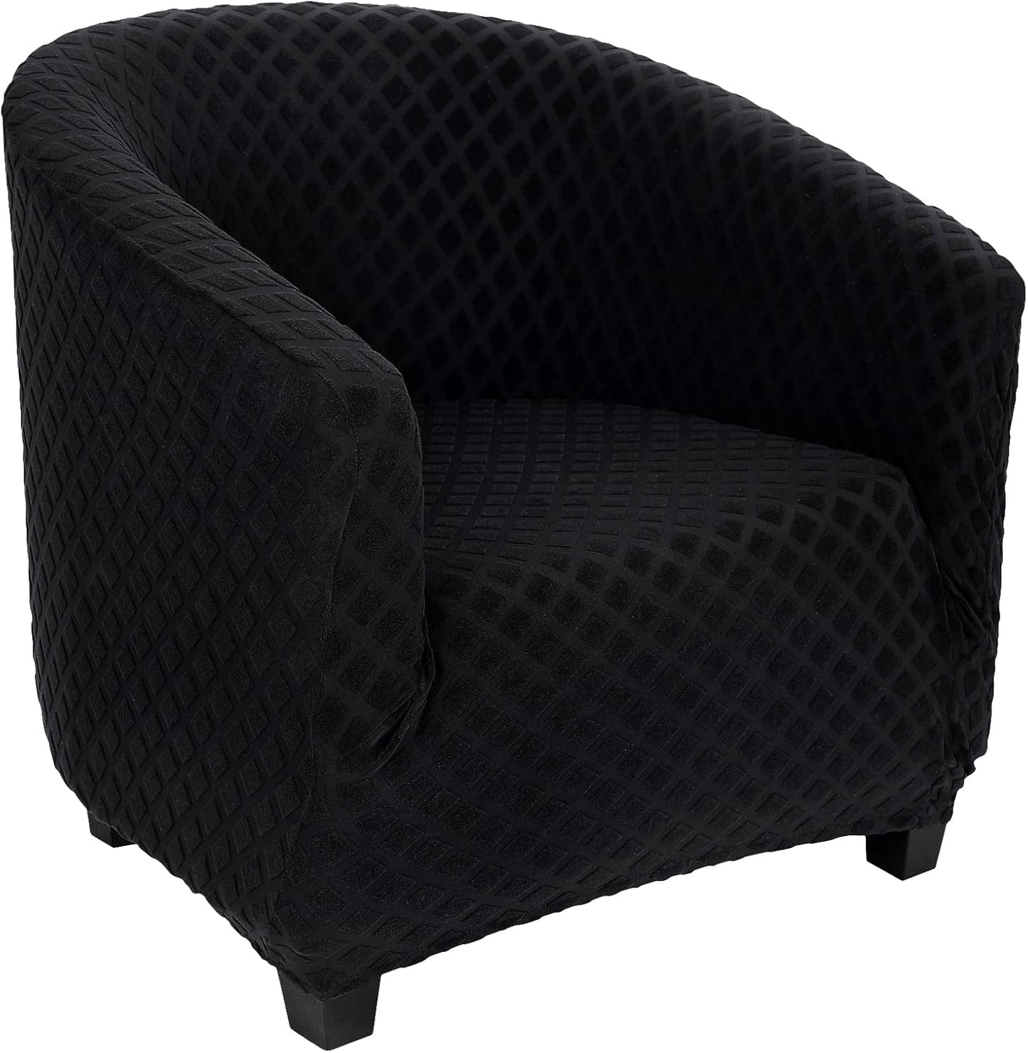 Club Chair Slipcover Stretch Barrel Chair Covers Jacquard Tub Chair Slipcover Spandex Armchair Sofa Cover Removable Couch Furniture Protector Arm Chair Cover for Living Room(Creamy-White)