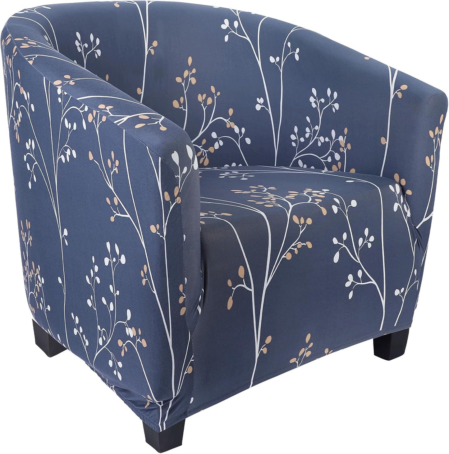 Club Chair Slipcover Stretch Barrel Chair Covers Jacquard Tub Chair Slipcover Spandex Armchair Sofa Cover Removable Couch Furniture Protector Arm Chair Cover for Living Room(Creamy-White)