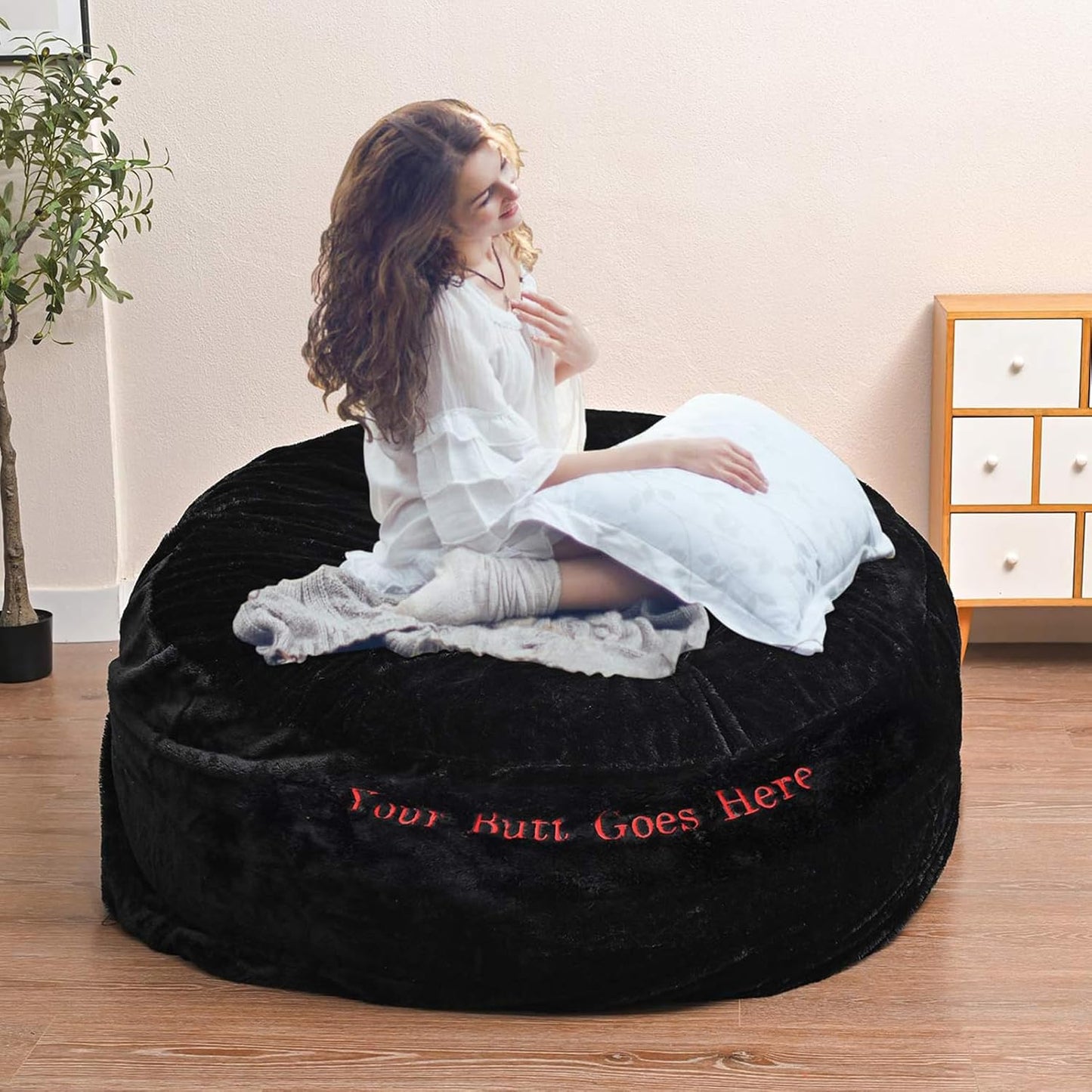 Bean Bag Chair for Adults Kids Without Filling Comfy Fluffy Giant Round Beanbag Lazy Sofa Cover for Reading Chair Floor Chair, 6FT, Grey