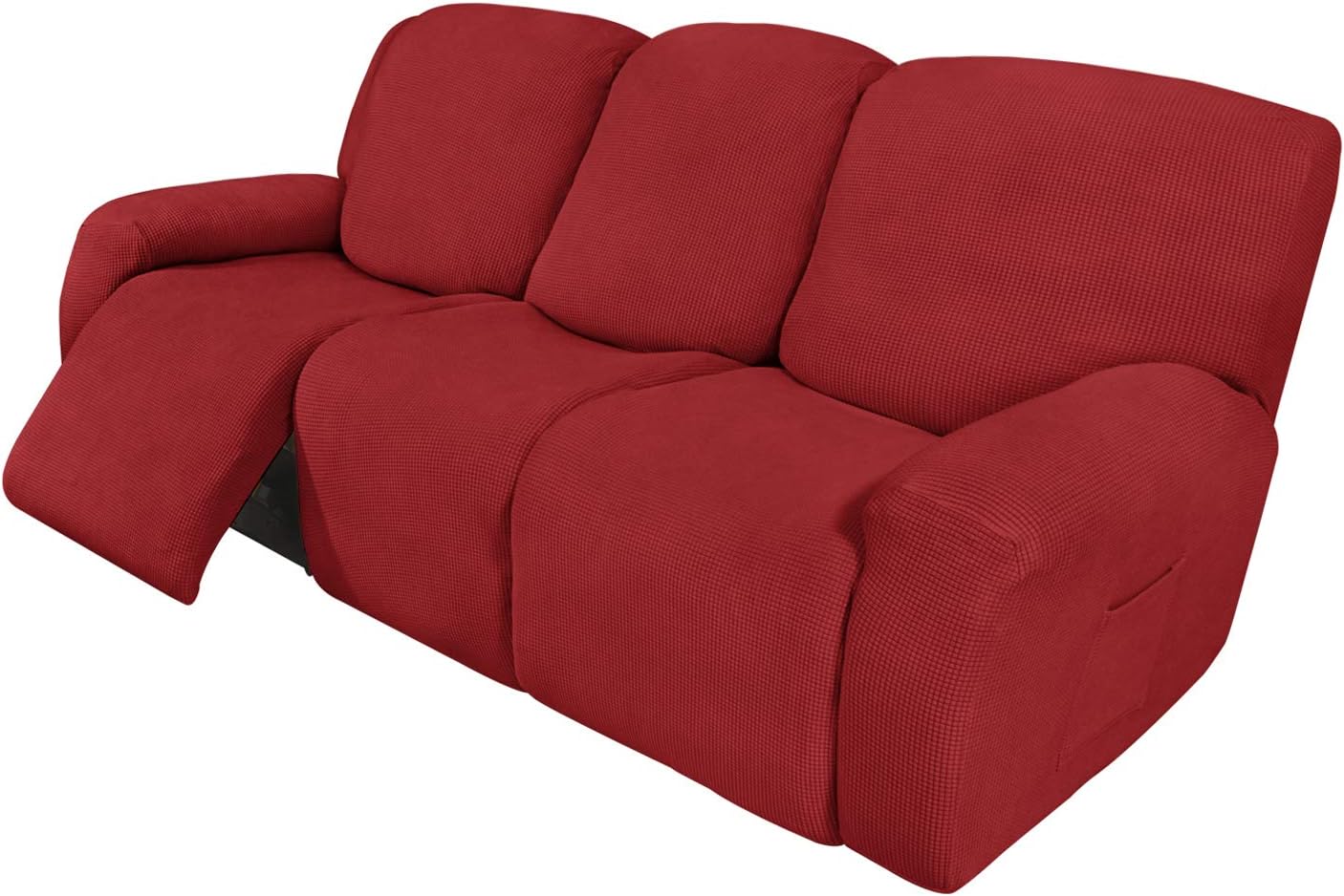 Recliner Stretch Sofa Slipcover Sofa Cover 4-Pieces Furniture Protector Couch Soft with Elastic Bottom Spandex Jacquard Fabric Small Checks(Large,Black)