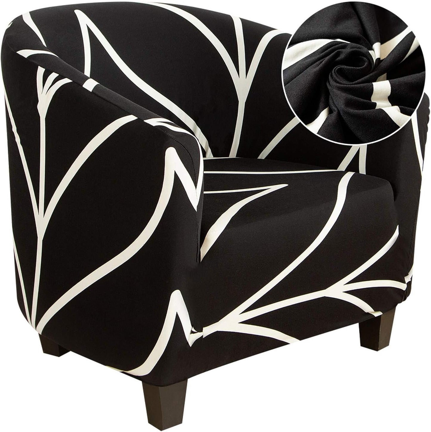 Club Chair Slipcover Stretch Barrel Chair Covers Jacquard Tub Chair Slipcover Spandex Armchair Sofa Cover Removable Couch Furniture Protector Arm Chair Cover for Living Room(Creamy-White)