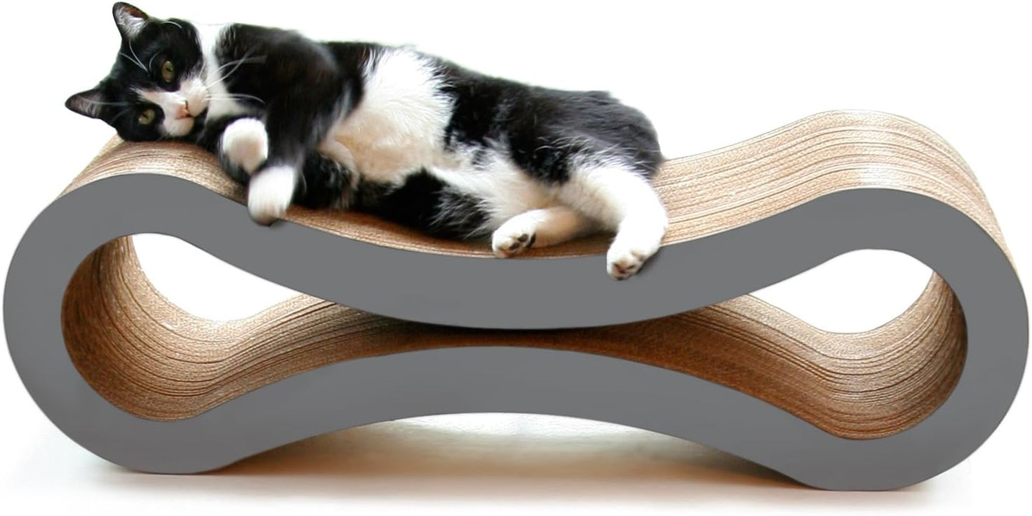 Ultimate Cat Scratcher Lounge, Reversible Infinity Style in Multiple Colors. Made from Recycled Corrugated Cardboard, Durable & Long Lasting
