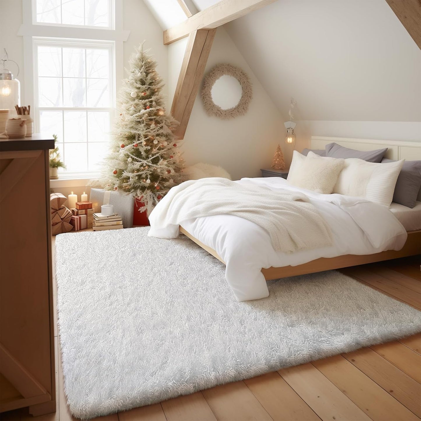 Upgrade 5x8 Rugs for Living Room,Grey Fluffy Carpet Large Fuzzy Plush Shag Comfy Soft, Non-Slip Indoor Floor Carpet,for Kids Boys Girls, Room,Bedroom,Playroom, Home Decor Aesthetic