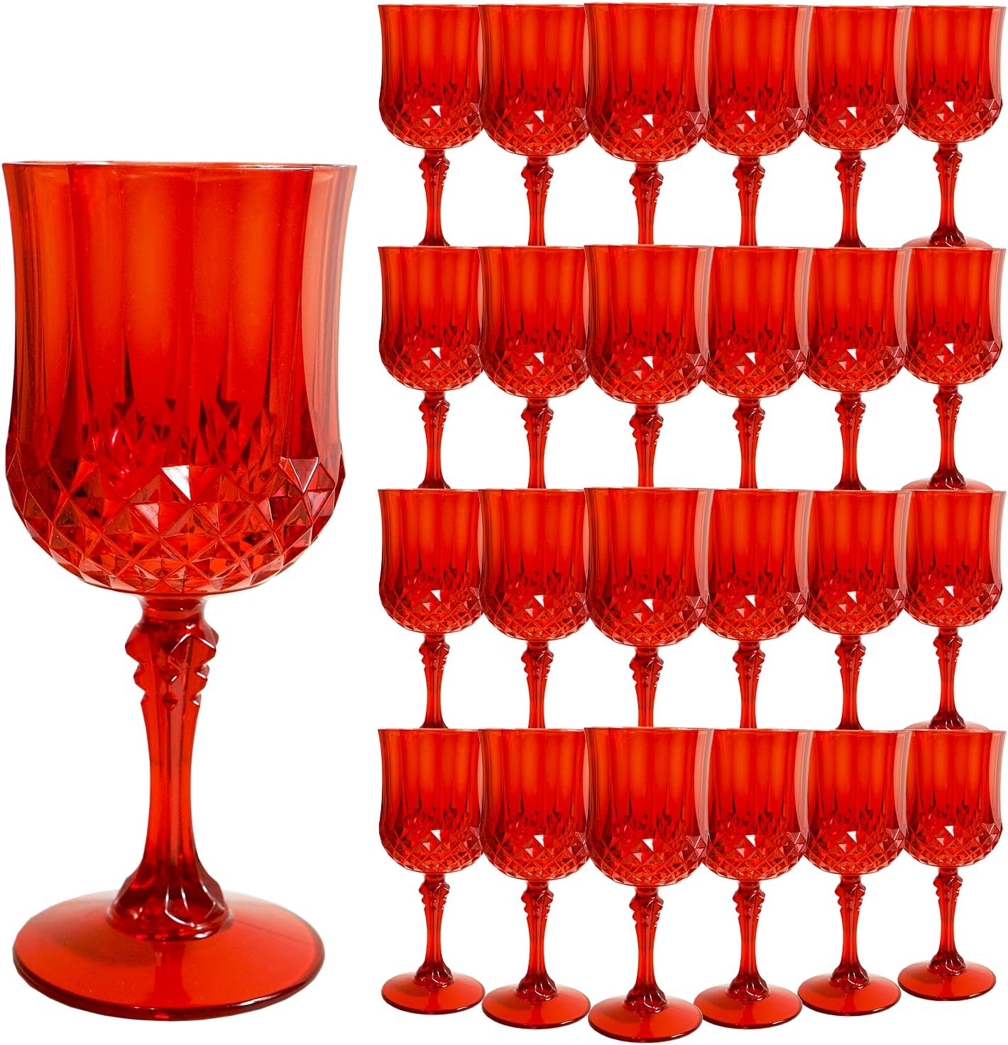 Transparent Plastic Wine Glasses,Transparent Plastic Goblets for Parties,Transparent Drinking Glasses for Wedding Reception, Grand Event Party Supplies (24, transparent)