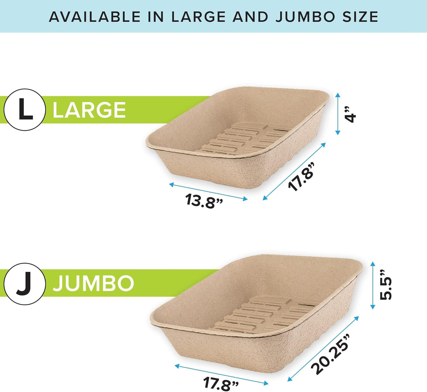 Set of 1 Litter Box & 5 Sifting Liners Sustainable, Clean, Sifting, Disposable Cat Litter Box Kit - Jumbo, 6-Set Kit