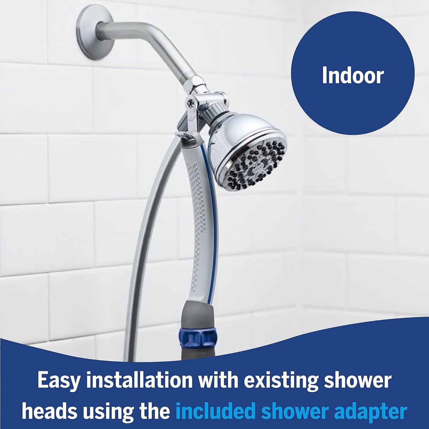 Dog Shower Attachment for Fast and Easy Dog Bathing and Cleaning, Indoor and Outdoor Sprayer Includes 8-Foot Flex Hose, Blue/Grey, PPR-252E