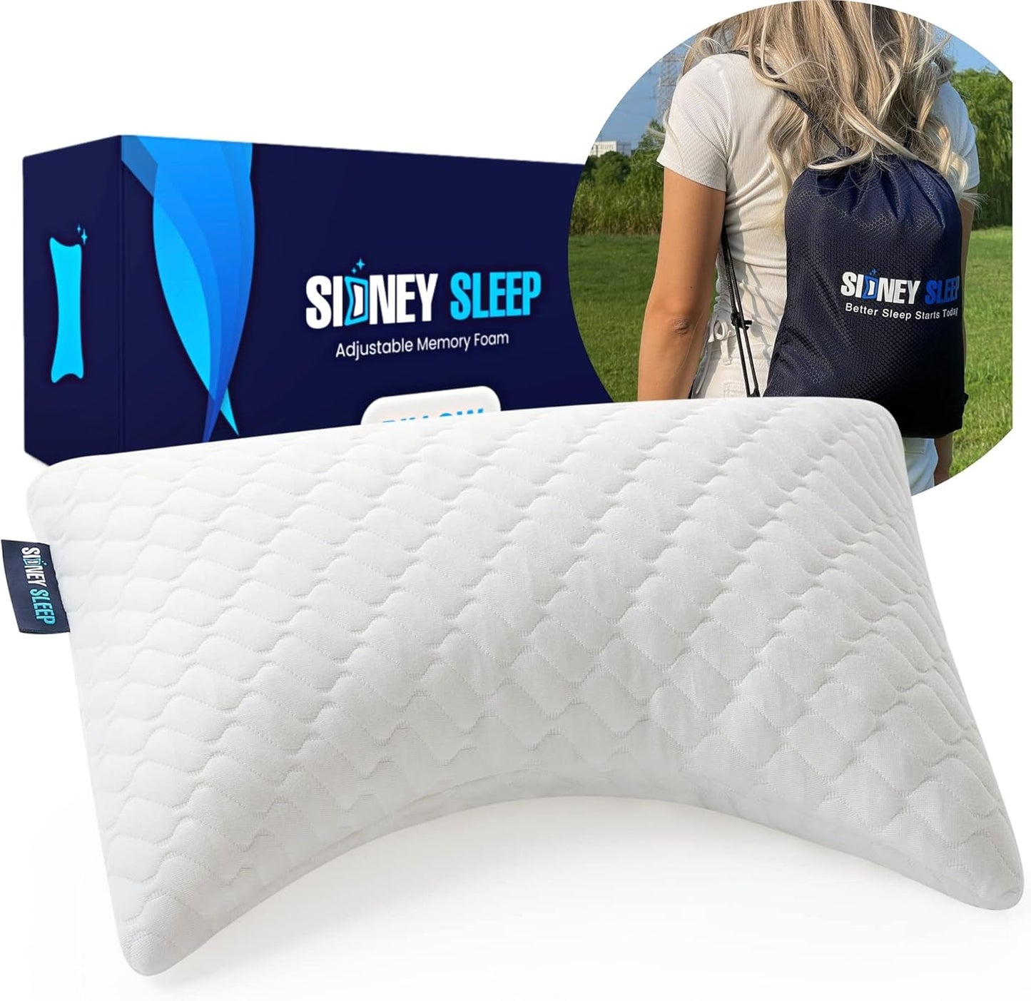 Pillow for Side and Back Sleepers - Comfort for Neck and Shoulder Pain - Adjustable and Customizable Shredded Memory Foam Filling - Queen Size - Additional Foam Fill Included (White)
