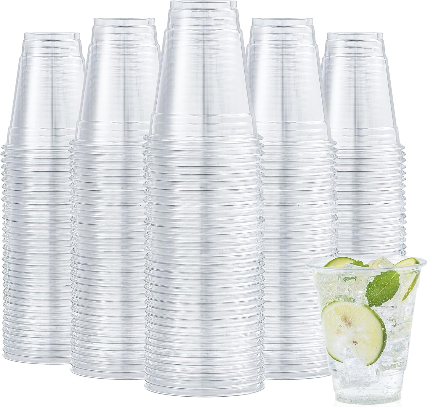 600 Pack 9 oz Clear Plastic Cups, Disposable Reusable Tumblers Crystal Clear PET Cups for Wedding, Thanksgiving, Halloween, Christmas Party