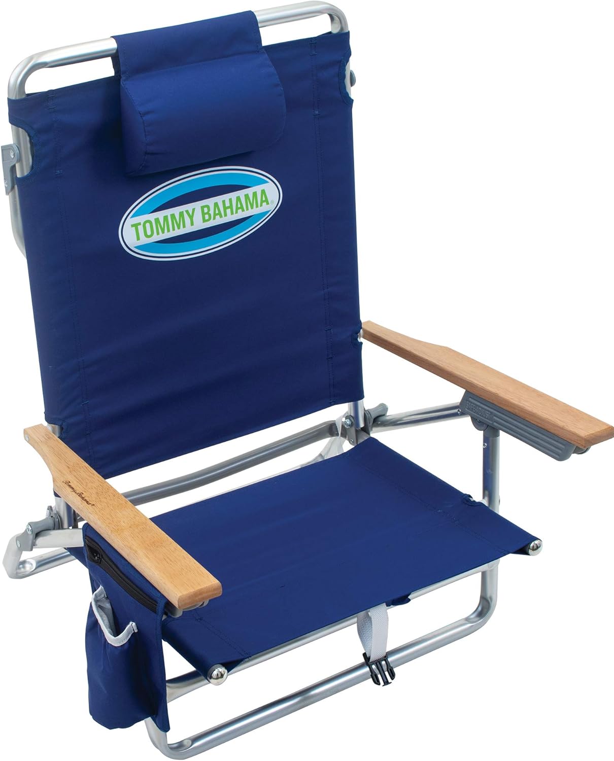 5-Position Classic Lay Flat Folding Backpack Beach Chair, Blue and Green Stripe , 23" x 25.25" x 31.5"