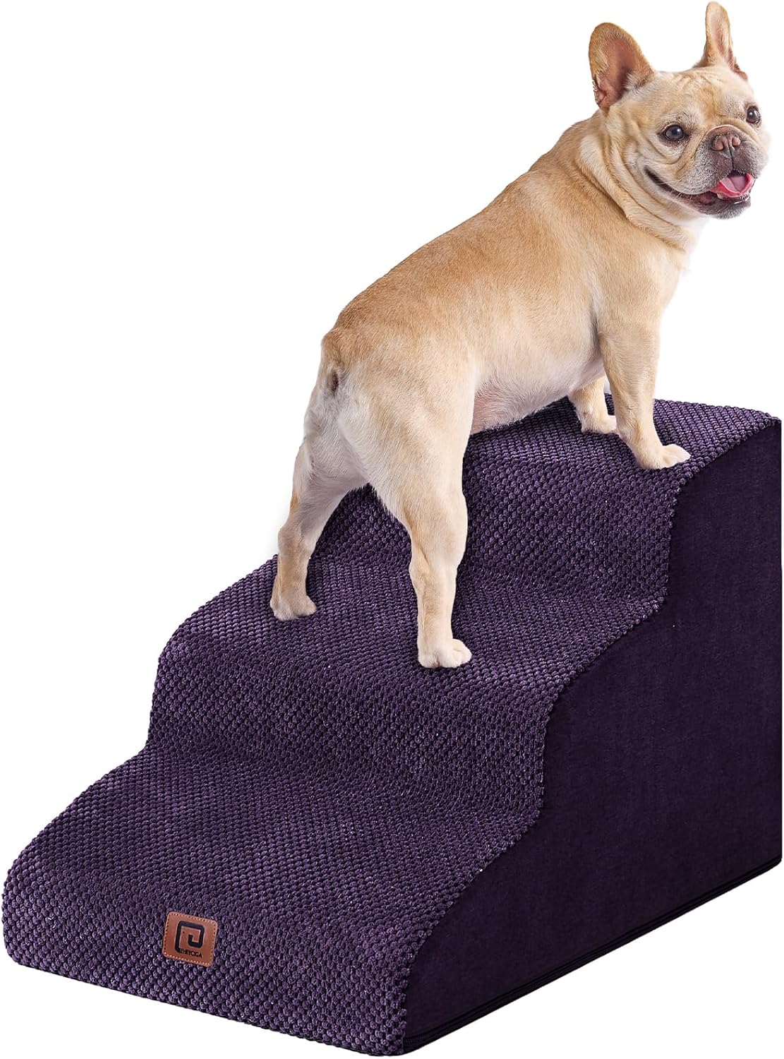 Curved Dog Stairs Ramp for Small Dogs 15.7" H, 3-Step Dog Steps for Couch Sofa and Chair, Pet Stairs for Cats, Non-Slip Balanced Pet Steps Indoor, Grey