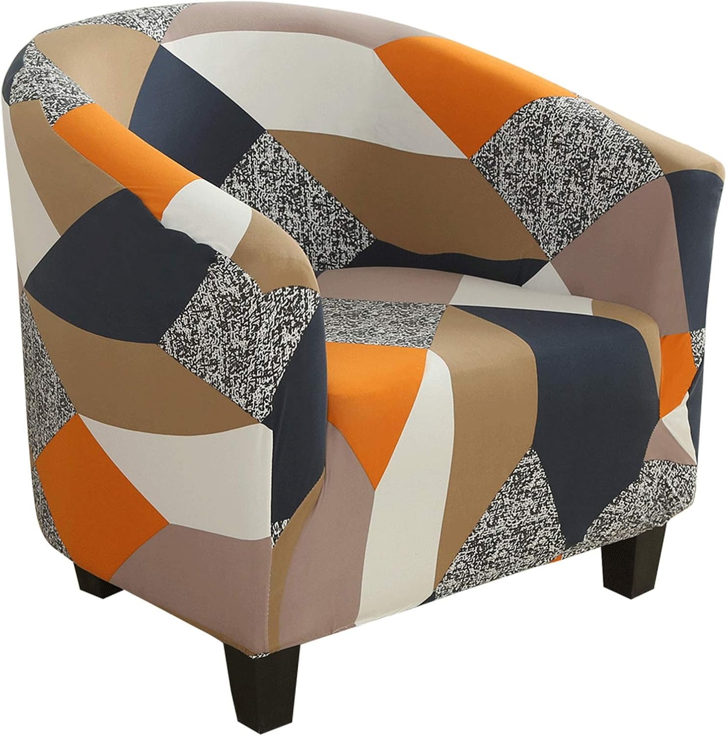 Club Chair Slipcover Stretch Barrel Chair Covers Jacquard Tub Chair Slipcover Spandex Armchair Sofa Cover Removable Couch Furniture Protector Arm Chair Cover for Living Room(Creamy-White)