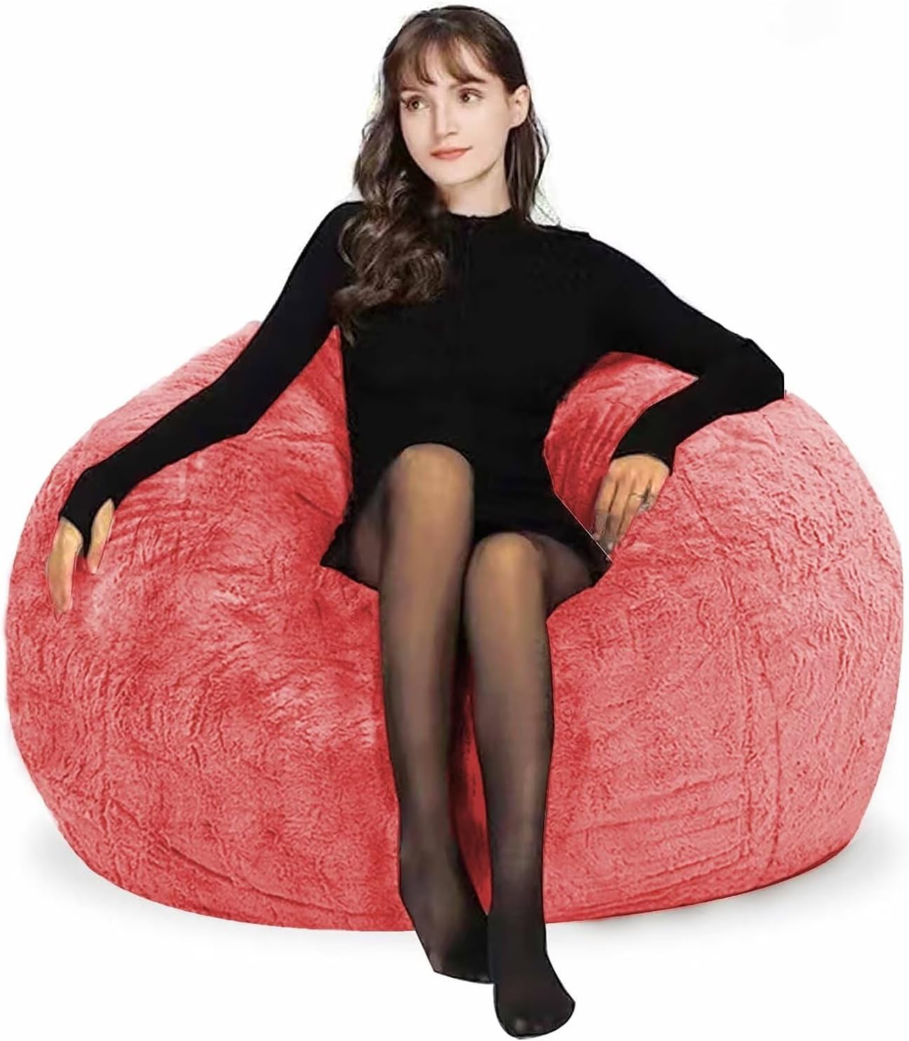 Bean Bag Chair for Adults Kids Without Filling Comfy Fluffy Giant Round Beanbag Lazy Sofa Cover for Reading Chair Floor Chair, 6FT, Grey