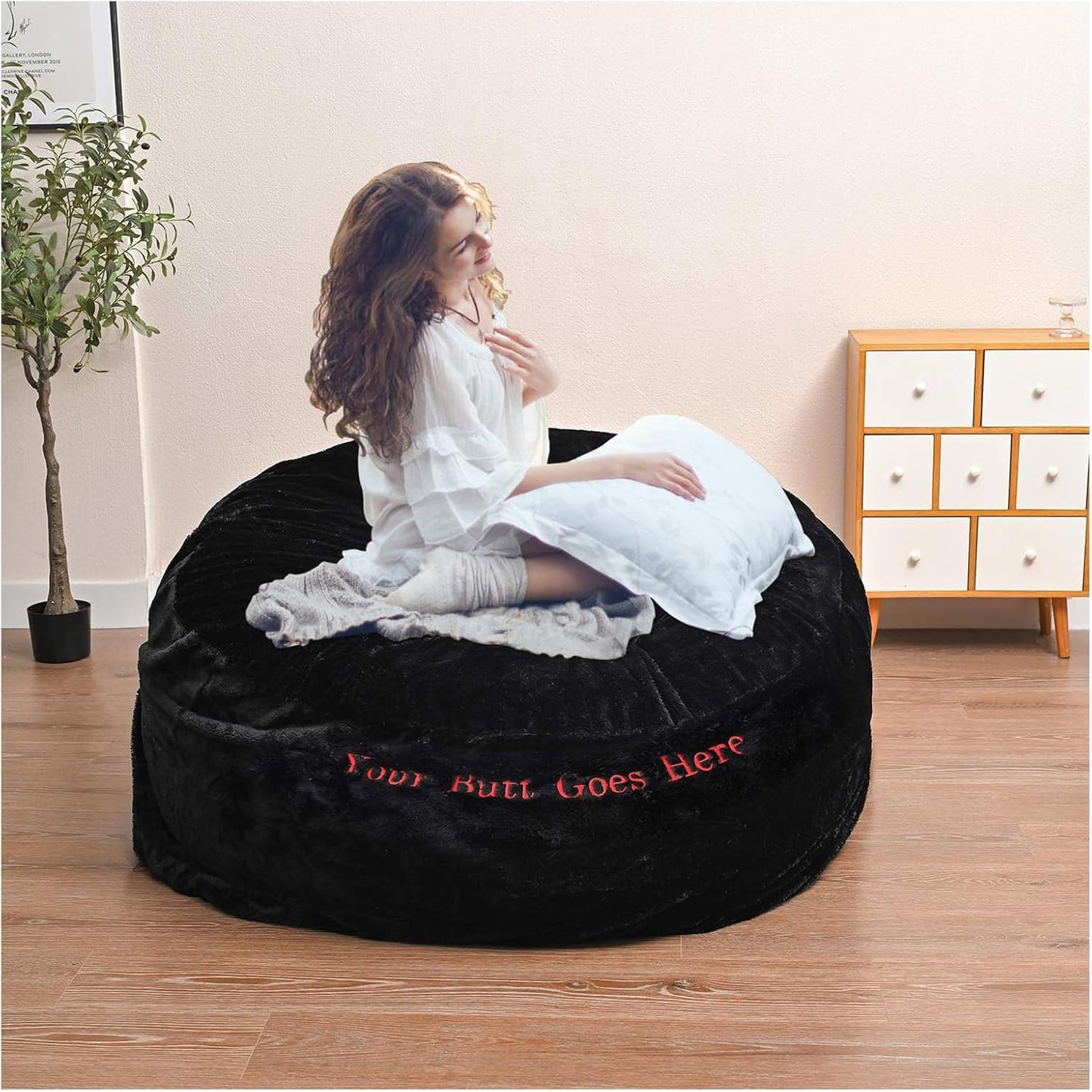 Bean Bag Chair for Adults Kids Without Filling Comfy Fluffy Giant Round Beanbag Lazy Sofa Cover for Reading Chair Floor Chair, 6FT, Grey