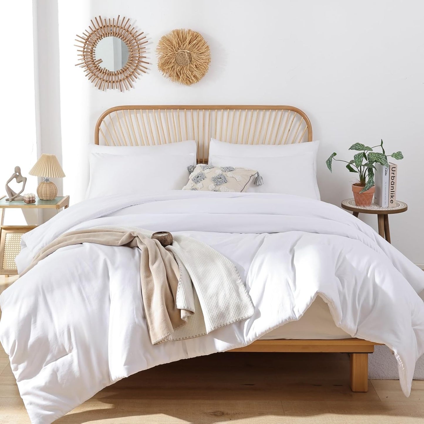 Queen Comforter Set Oatmeal, 3pcs(1 Boho Oatmeal Comforter & 2 Pillowcases) All Season Soft Bedding Lightweight Bedspread Blanket Quilt