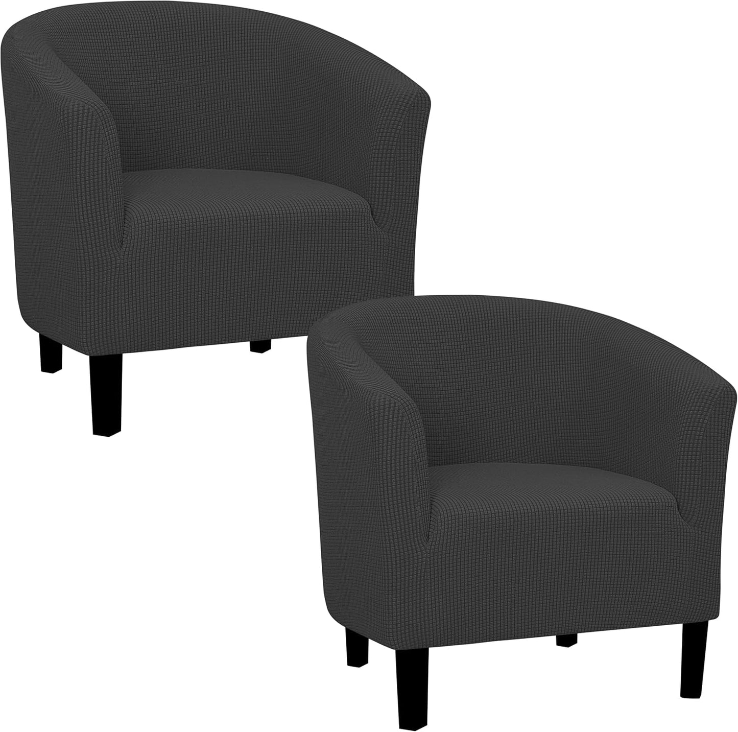Stretch Club Armchair Slipcover 1 Piece Barrel Tub Sofa Cover Furniture Protector Jacquard Couch Cover Black