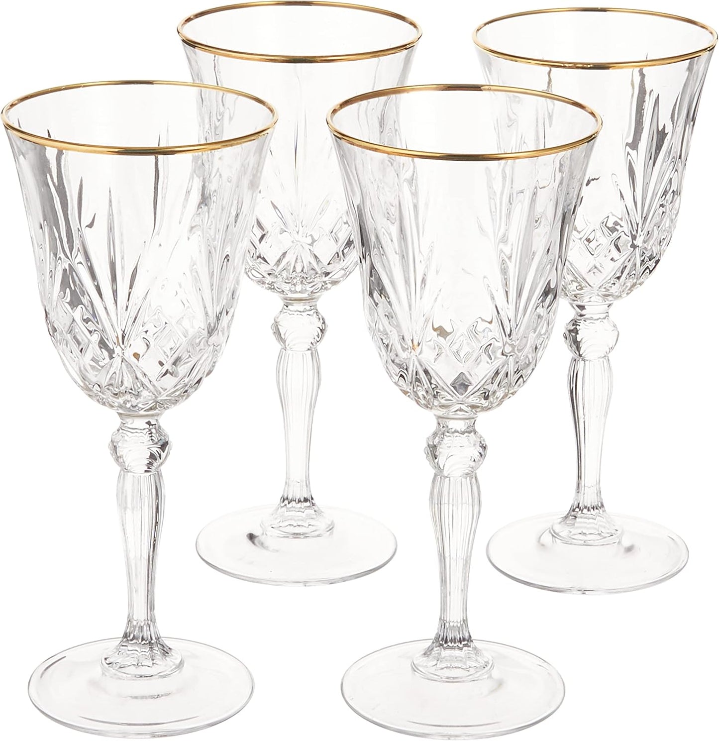 Crystal White Wine Glass with Gold Band Design, Set of 4,6 fl oz