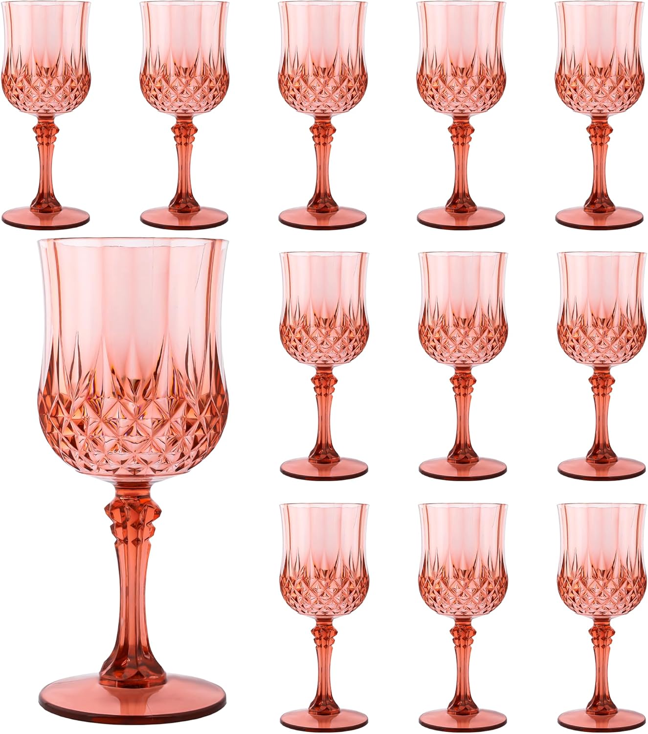Transparent Plastic Wine Glasses,Transparent Plastic Goblets for Parties,Transparent Drinking Glasses for Wedding Reception, Grand Event Party Supplies (24, transparent)