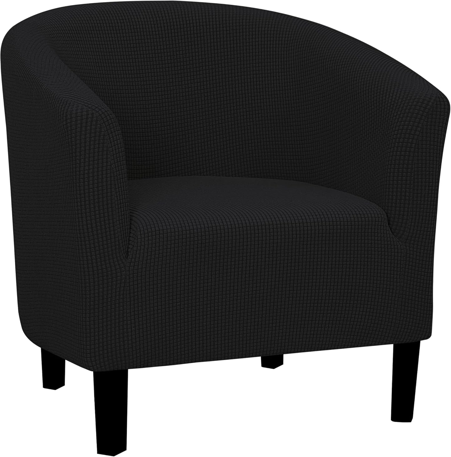 Stretch Club Armchair Slipcover 1 Piece Barrel Tub Sofa Cover Furniture Protector Jacquard Couch Cover Black