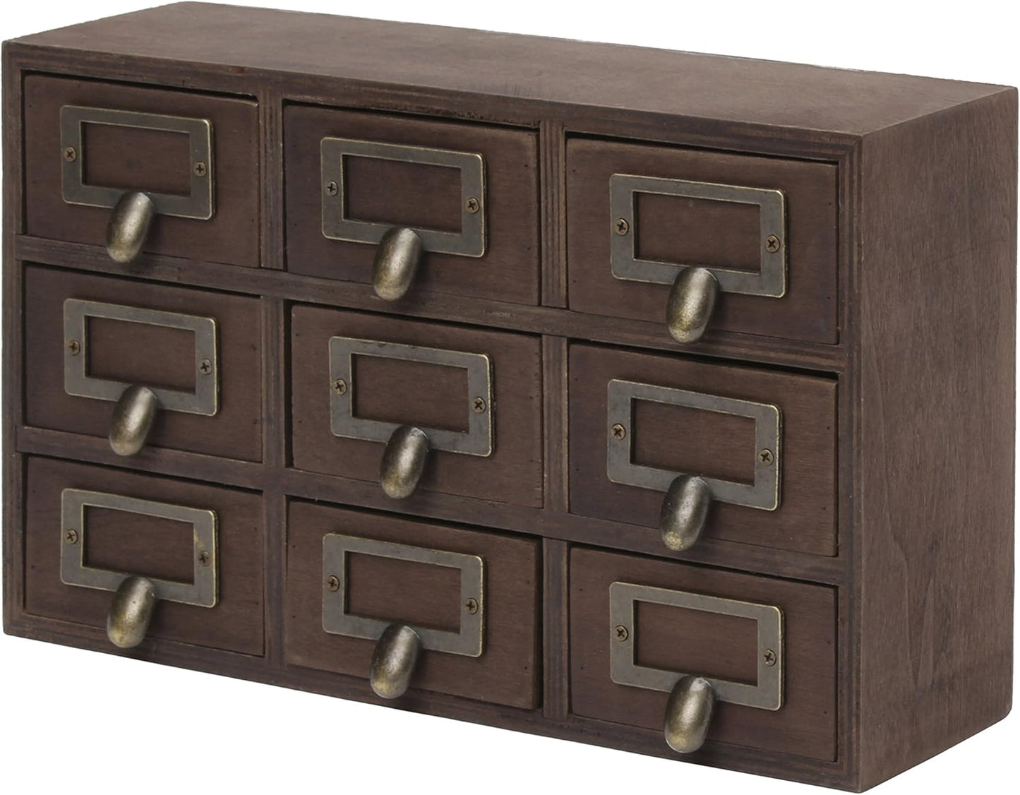 Wood Desk Drawer Set, 9 Drawers, Rustic Brown