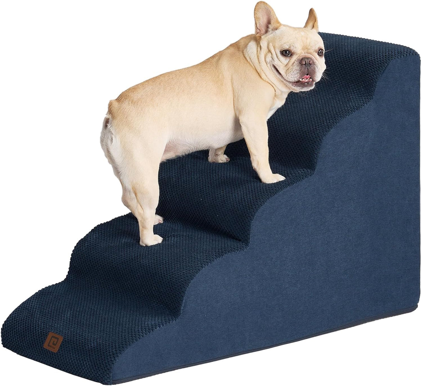Curved Dog Stairs Ramp for Small Dogs 15.7" H, 3-Step Dog Steps for Couch Sofa and Chair, Pet Stairs for Cats, Non-Slip Balanced Pet Steps Indoor, Grey