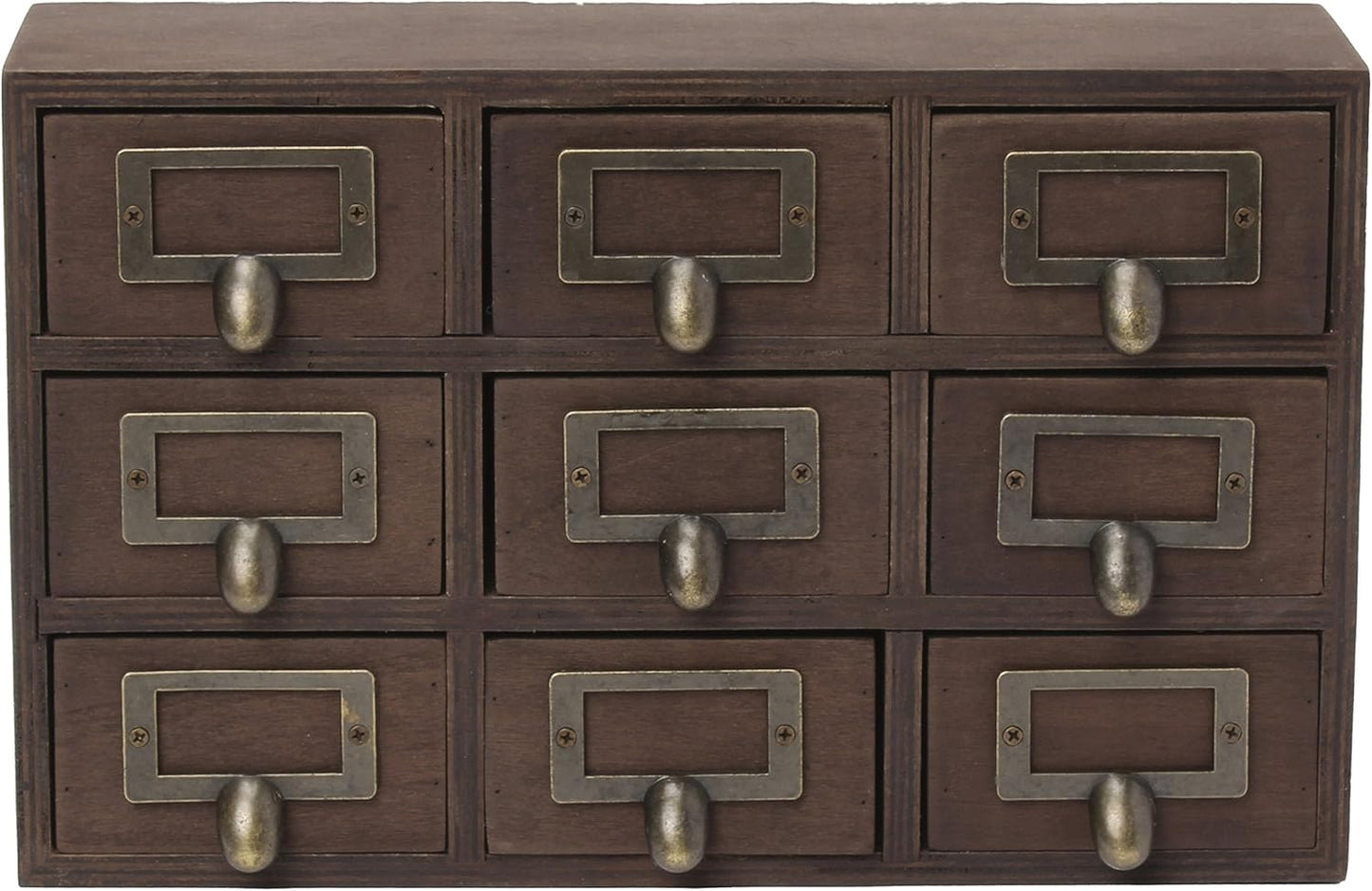 Wood Desk Drawer Set, 9 Drawers, Rustic Brown