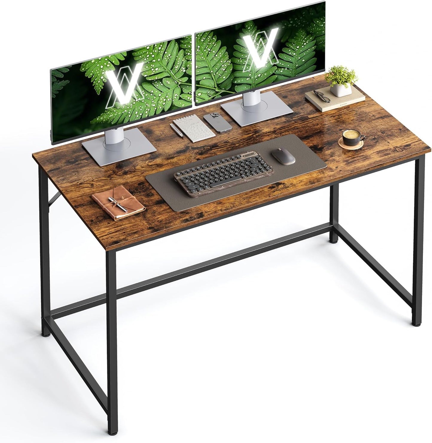 Computer Desk, 39.4-Inch Writing Desk, Home Office Small Study Workstation, Industrial Style PC Laptop Table, Simple Assembly, Steel Frame, Rustic Brown and Black
