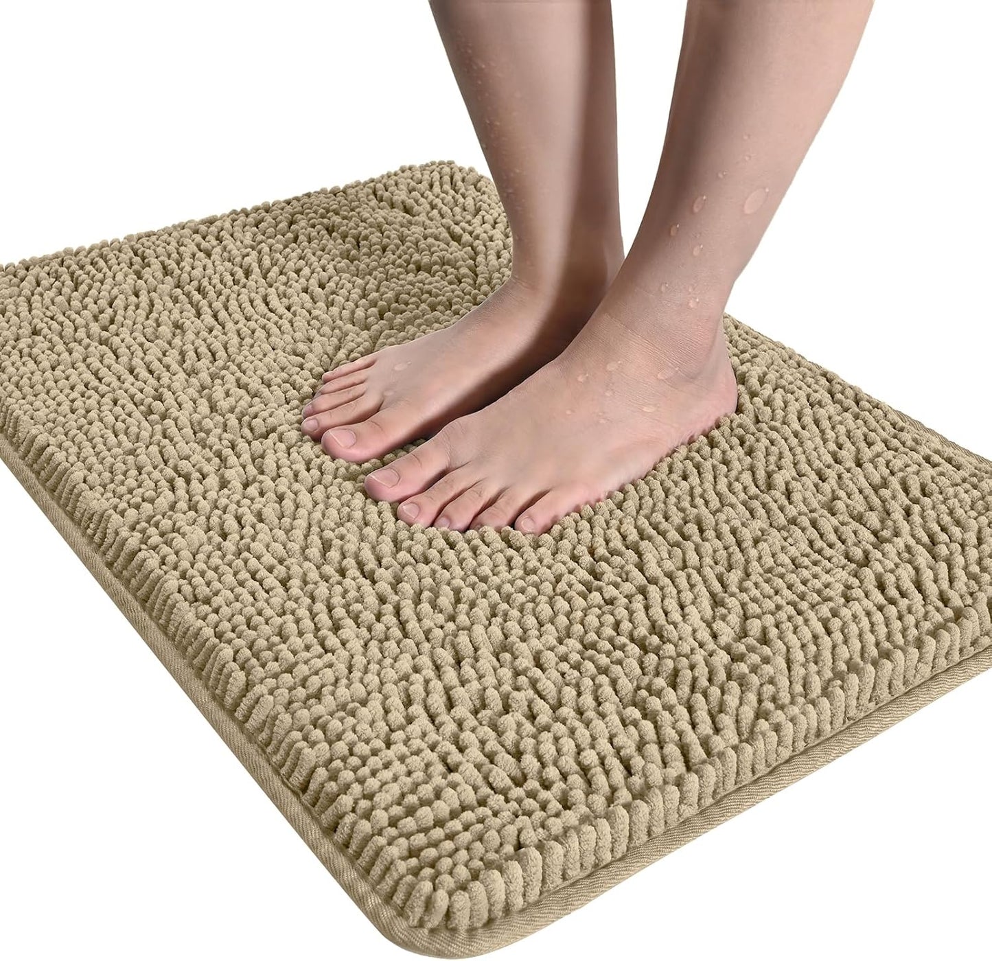 Luxury Bathroom Rug Shaggy Bath Mat 24 x 60 Inch, Washable Non Slip Bath Rugs for Bathroom Shower, Soft Plush Chenille Absorbent Carpets Mats, Black