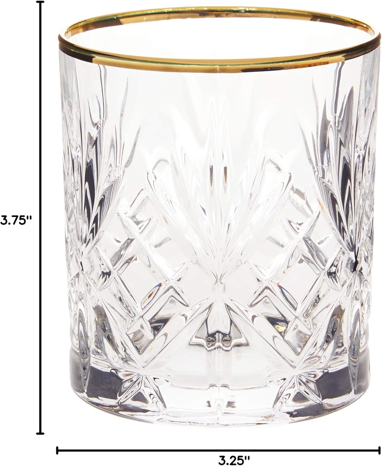 Crystal White Wine Glass with Gold Band Design, Set of 4,6 fl oz