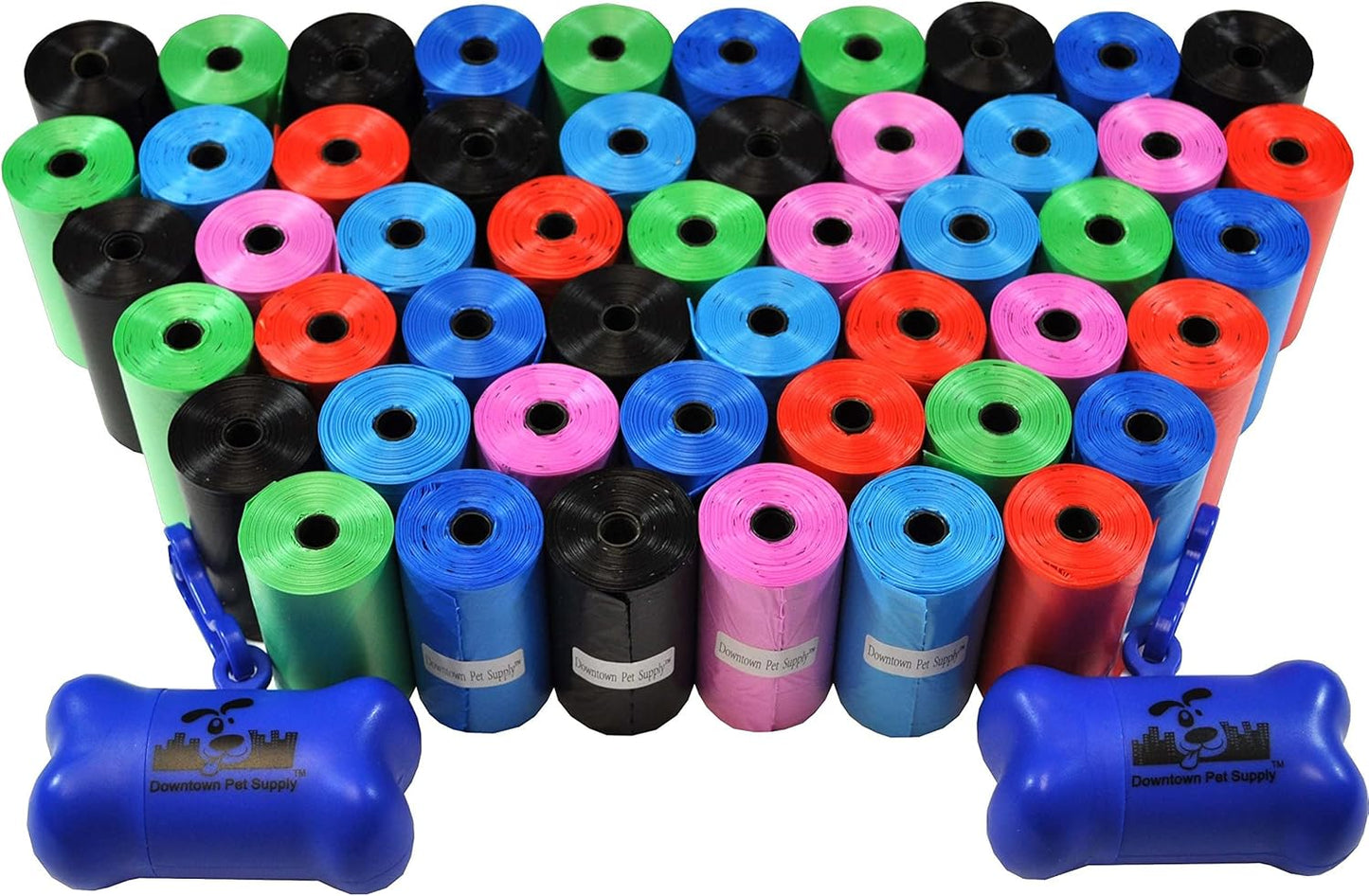 Rainbow Paw Print Poop Bags (2200 CT & 2 Dispensers) - Leak-Proof, Unscented, Clips to Leashes & Harnesses