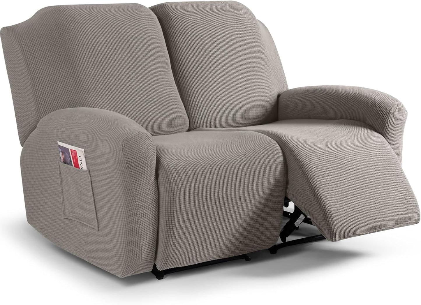 Recliner Sofa Covers 8-Pieces Stretch Large Couch Covers for 3 Seats Reclining Slipcovers Soft Jacquard Pattern Furniture Protector Black