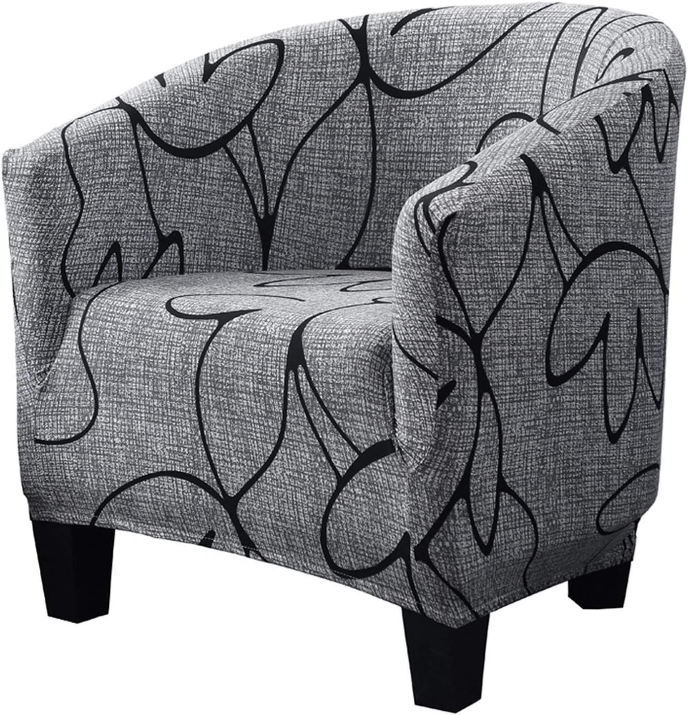 Club Chair Slipcover Stretch Barrel Chair Covers Jacquard Tub Chair Slipcover Spandex Armchair Sofa Cover Removable Couch Furniture Protector Arm Chair Cover for Living Room(Creamy-White)