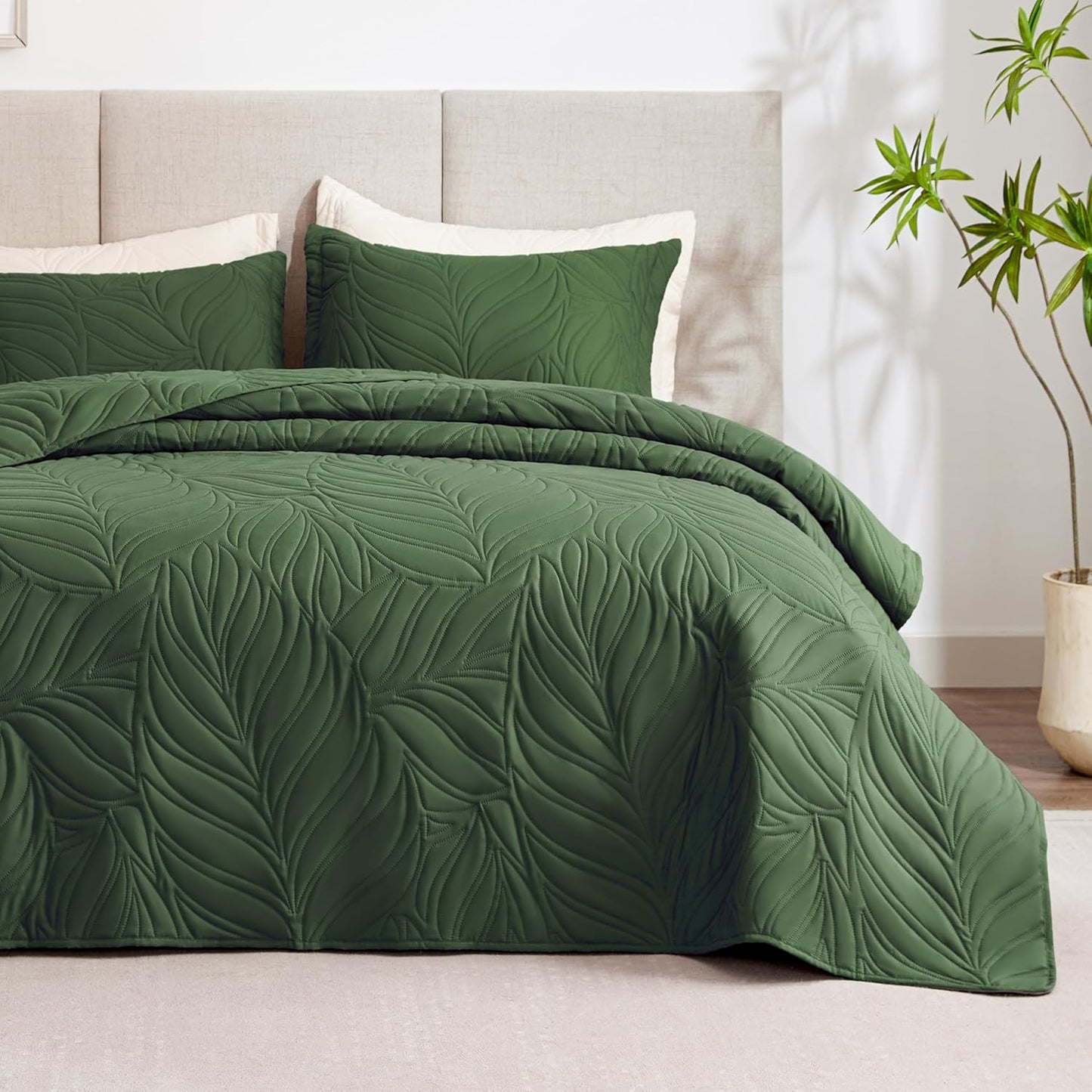Home Quilt Set Full Queen Size Grey 3 Piece,Lightweight Soft Coverlet Squares Pattern Bedspread Set for All Season(1 Quilt,2 Pillow Shams)