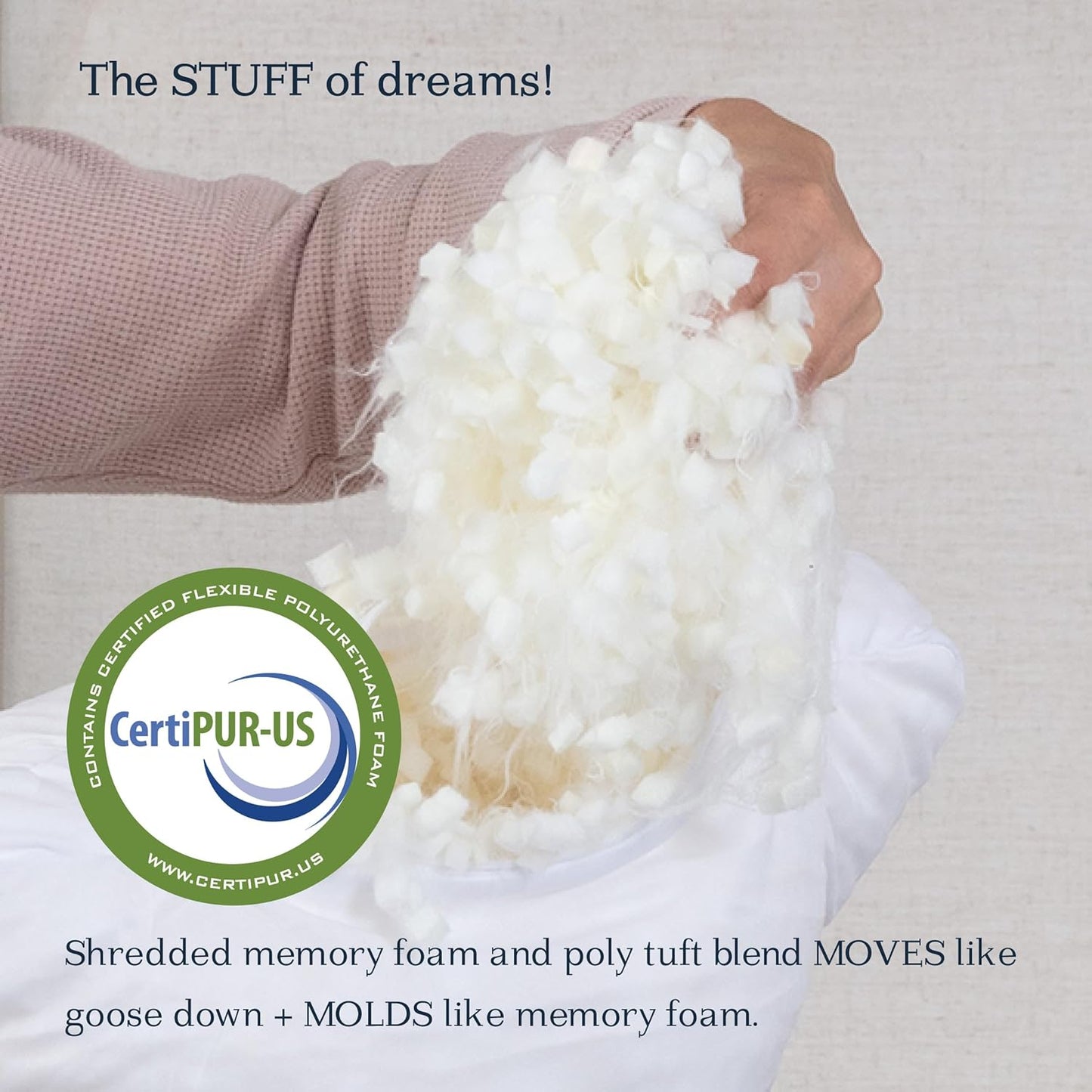 Signature Pillow w/Adjustable Loft β’ Shredded Memory Foam Fill β’ Neutral Alignment for Side, Back, and Stomach Sleepers β’ Washable Bamboo Rayon Cover β’ CertiPUR-US Certified Foam (King)