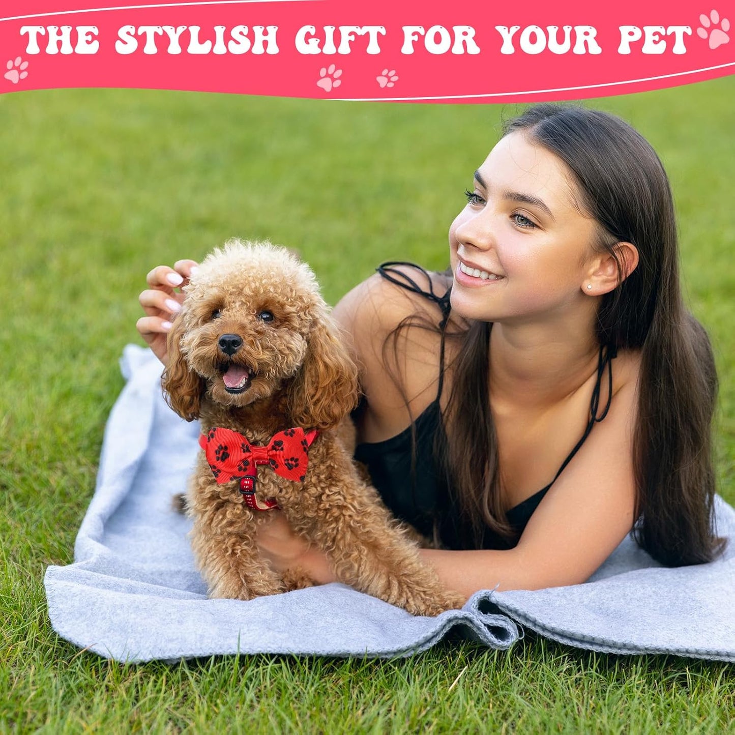 100 Pieces Dog Bow Tie Collar Set Include 40 Dog Neckties, and 30 Puppy Bowties, 30 Collar Flowers, Adjustable Pet Ties Grooming for Small Medium Cats Pets Supply(Paw Bone)