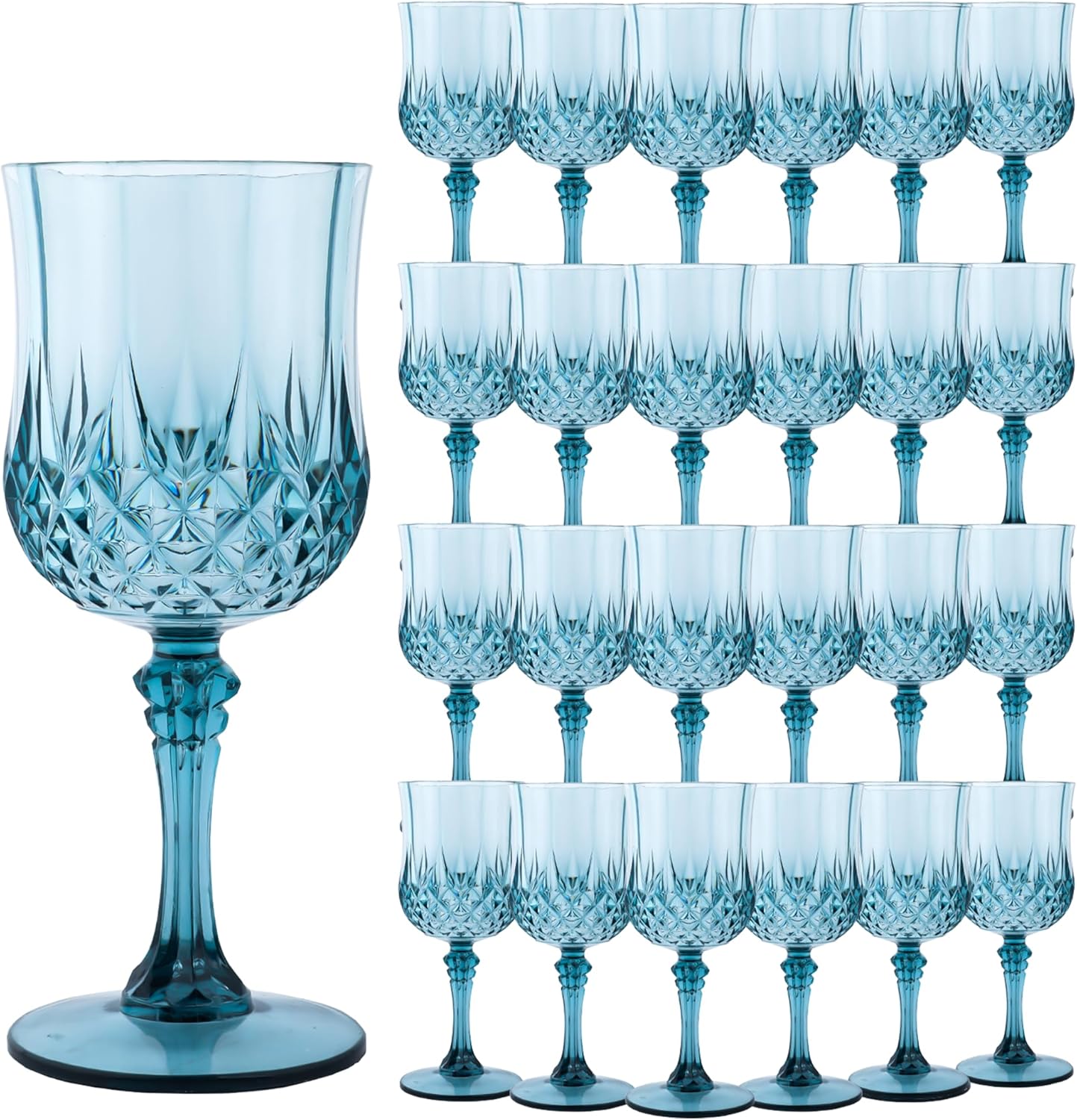 Transparent Plastic Wine Glasses,Transparent Plastic Goblets for Parties,Transparent Drinking Glasses for Wedding Reception, Grand Event Party Supplies (24, transparent)