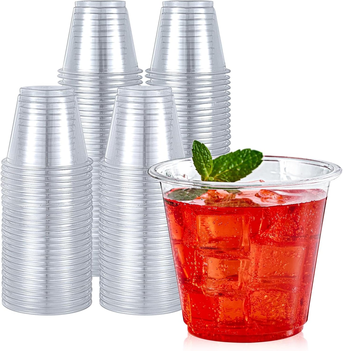 600 Pack 9 oz Clear Plastic Cups, Disposable Reusable Tumblers Crystal Clear PET Cups for Wedding, Thanksgiving, Halloween, Christmas Party