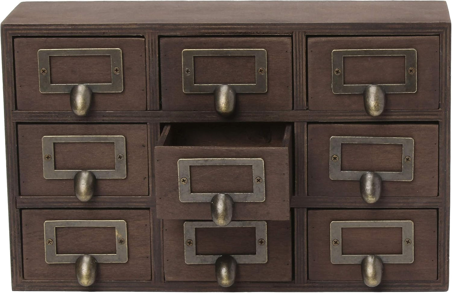 Wood Desk Drawer Set, 9 Drawers, Rustic Brown